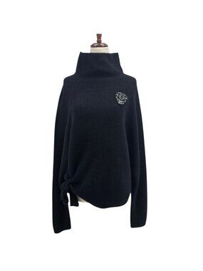 NEW Never A Wallflower Womens XS Sweater Cashmere Wool Bling Skull Pendant Cowl